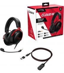 HyperX Гарнитура Cloud III 3.5mm/USB-A/USB-C Black/Red