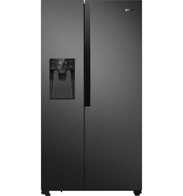 Gorenje Холодильник SBS, 179x68x91см, 2 дв., Х- 368л, М- 167л, A++, NF Plus, Инвертор, диспенсер, Дисплей, черный