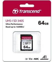 Transcend Карта памяти SD 64GB C10 UHS-I U3 R160/W50MB/s 4K