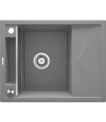 Deante Мойка кухонная Magnetic, гранит, прямоуг., с крылом, 640х500х219мм, чаша - 1, врезная, серый