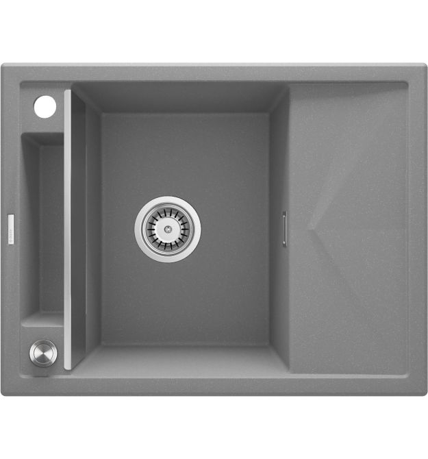 Deante Мойка кухонная Magnetic, гранит, прямоуг., с крылом, 640х500х219мм, чаша - 1, врезная, серый