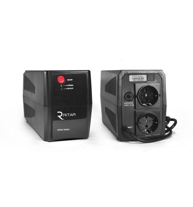 ИБП Ritar RTP500 (300W) Standby-L, LED, AVR 1st, 2xSCHUKO socket, 1x12V4.5Ah, plastik Case Q4 ( 295*140*205 ) 3,8 кг (260*95*13