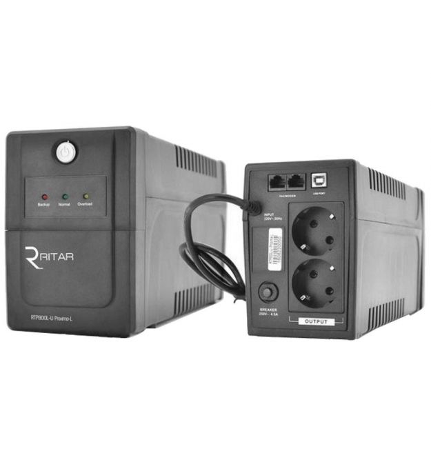 ИБП Ritar RTP800 (480W) Proxima-L, LED, AVR, 2st, 2xSCHUKO socket, 1x12V9Ah, plastik Case Q4 ( 370*145* 225 ) 5,4 кг (310*90*14