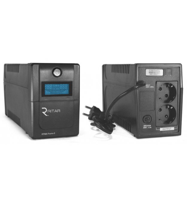 ИБП Ritar RTP800 (480W) Proxima-D, LCD, AVR, 3st, 2xSCHUKO socket, 1x12V9Ah, plastik Case Q4 ( 370*145* 225 ) 5,4 кг (310*90*14