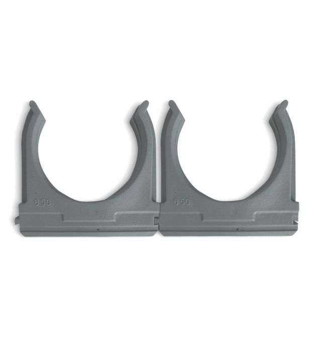 Держатель трубы D50 , настенный , стыкуемый , серый.