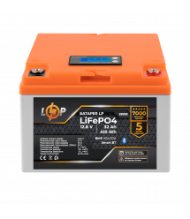 Аккумулятор LP LiFePO4 12,8V - 32 Ah (410Wh) (BMS 40А/32A) пластик LCD Smart BT