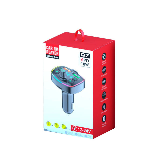 FM-модулятор Q7 з еквалайзером, 3.1A, PD18W, USB, TF, 55.5х41.5х37.5