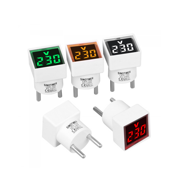 Цифровий вольтметр LED-102, діапазон вимірів 50-380V, Red, 30х30х52мм