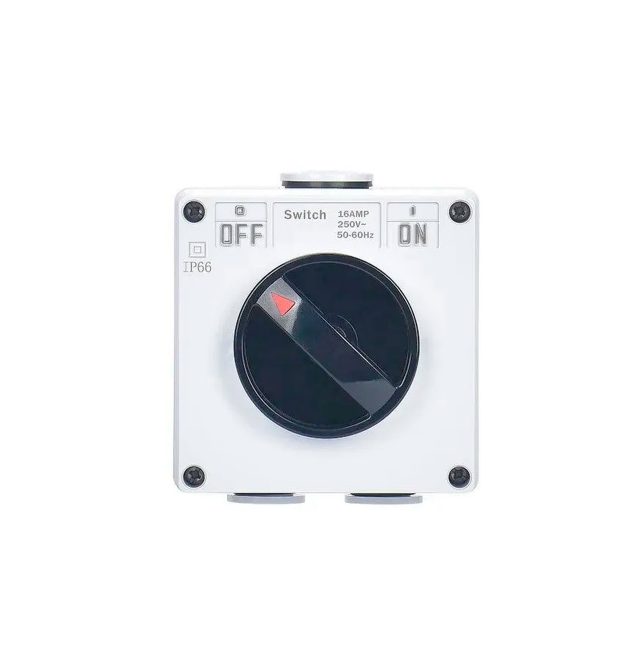 Вимикач зовнішнього монтажу, двосторонній висновок, IP65, AC:250V, 16A, Grey