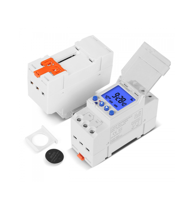 Реле часу Sinotimer TM928RAKL, на DIN-рейку, LCD, програмований, змінна батарея, 16А, 85-265V, 87х65х35 мм