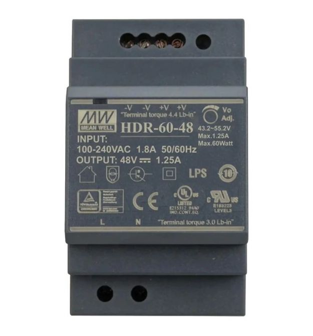 Блок питания для монтажа на DIN рейке Mean Well HDR-60-48 48B 1,25А