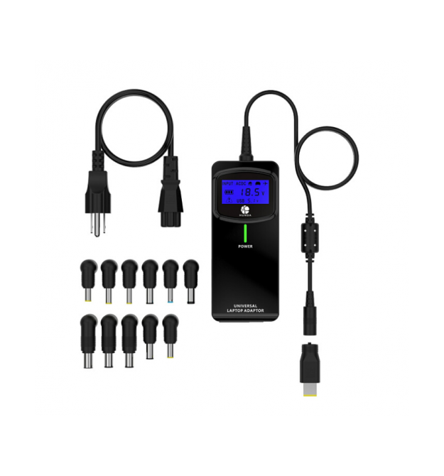 Універсальне АЗП 90W, LCD - дисплей, корпус - пласт, ручне регулювання, 8 роз&aposємів BOX