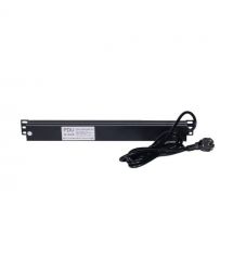 Блок розеток NVC-PDU-8M-16А Black для коммутационного шкафа 19" на 8 розеток, с выключателем