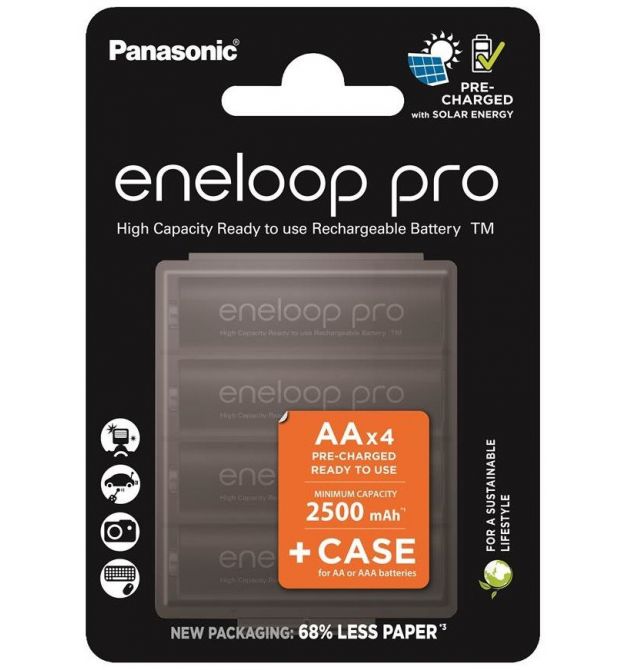 Panasonic Акумулятор Eneloop NI-MH Pro AA 2500 4 шт, з кейсом для зберігання