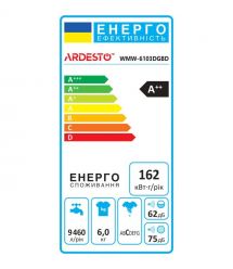 ARDESTO Пральна машина фронтальна, 6кг, 1200, А++, 45см, дисплей, пара, сірий