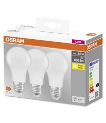 Набор ламп Osram 3шт LED E27 8.5Вт 2700К 806Лм A60 (4099854046797)