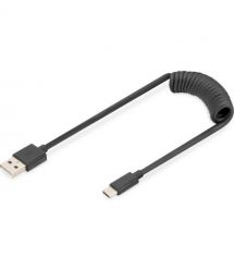 Digitus Кабель USB 2.0 (AM/CM) spiral 0.32, 1.0м, черный