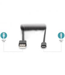 Digitus Кабель USB 2.0 (AM/CM) spiral 0.32, 1.0м, черный