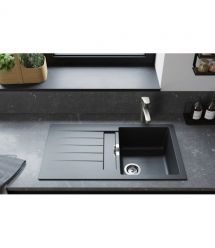 Hansgrohe Мойка кухонная S52, гранит, прямоуг., с крылом, 840х480х190мм, чаша - 1, врезная, серый камень