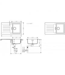 Hansgrohe Мийка кухонна S52, граніт, прямокутник, з крилом, 840х480х190мм, чаша - 1, врізна, сірий камінь