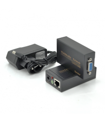 Активный удлинитель VGA сигнала до 100m по витой паре Cat5e / 6e, 1080P, Black, BOX