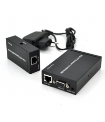 Активный удлинитель VGA сигнала до 300m по витой паре Cat5e / 6e, 1080P, Black, BOX
