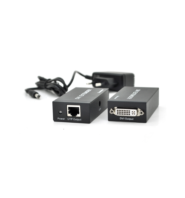 Активный удлинитель DVI 60m по витой паре через RJ-45, Black, BOX