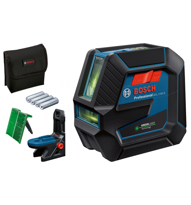 Нивелир лазерный Bosch GCL 2-50 G, до 15м, ±0.3мм/м, с держателем RM 10, чехлом, мишенью, 0.58кг