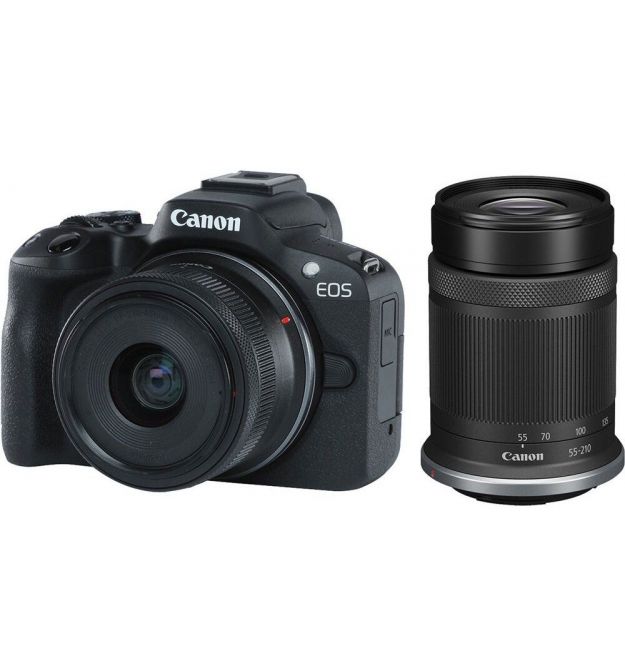 Цифровая фотокамера Canon EOS R50 + RF-S 18-45 IS STM + RF-S 55-210 IS STM Black