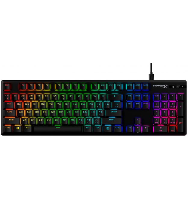 HyperX Клавіатура Alloy Origins Aqua USB RGB PBT ENG/RU, Black