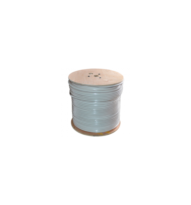 Кабель коаксиальный с питанием RITAR W305-RG59+2x0.5mm, 0,81 мм.CU, 64x0.12m CCA желтый экран, 75 Ом, FPE, оболочка 6,91мм белый
