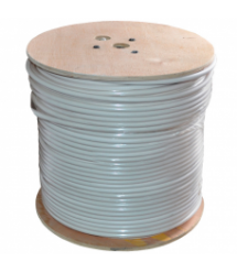 Кабель коаксиальный с питанием YOSO W305-RG59+2x0.5mm, 0,81 мм.CCS, 64x0.12m CCA желтый экран, 75 Ом, FPE, оболочка 6,91мм белый