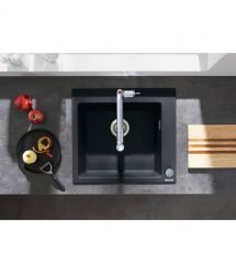 Hansgrohe Мийка кухонна S51, граніт, квадрат, без крила, 560х510х190мм, чаша - 1, накладна, S510-F450, чорний графіт