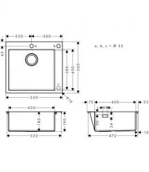 Hansgrohe Мойка кухонная S51, гранит, квадрат, без крыла, 560х510х190мм, чаша- 1, накладная, S510-F450, черный графит