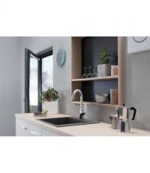 Hansgrohe Мийка кухонна S51, граніт, квадрат, без крила, 560х510х190мм, чаша - 1, накладна, S510-F450, сірий бетон