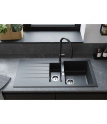 Hansgrohe Мийка кухонна S52, граніт, прямокутник, з крилом, 980х480х190мм, чаша - 1.5, накладна, S520-F530, чорний графіт