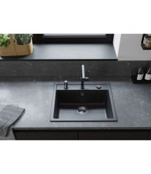 Hansgrohe Мойка кухонная S52, гранит, прямоуг., без крыла, 550х490х190мм, чаша- 1, встраиваемая, S520-F510, черный графит