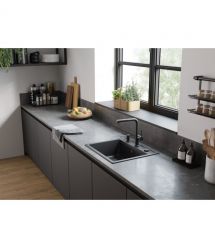 Hansgrohe Мойка кухонная S52, гранит, прямоуг., без крыла, 550х490х190мм, чаша- 1, встраиваемая, S520-F510, черный графит