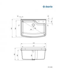Deante Мойка кухонная Garden, полистирол, прямоуг., без крыла, 610х445х302мм, чаша - 1, к стене, серый