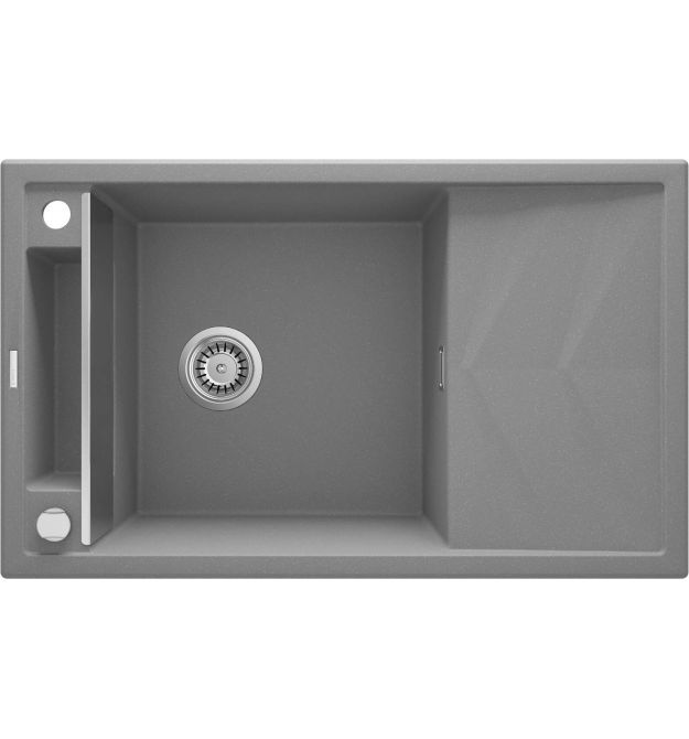 Deante Мойка кухонная Magnetic, гранит, прямоуг., с крылом, 820х500х219мм, чаша - 1, накладная, серый