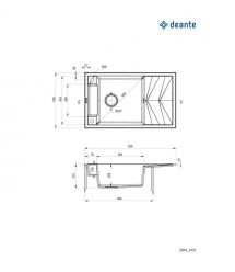 Deante Мойка кухонная Magnetic, гранит, прямоуг., с крылом, 820х500х219мм, чаша - 1, накладная, серый