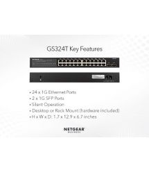 NETGEAR Коммутатор GS324T 24x1GE, 2xSFP, управляемый