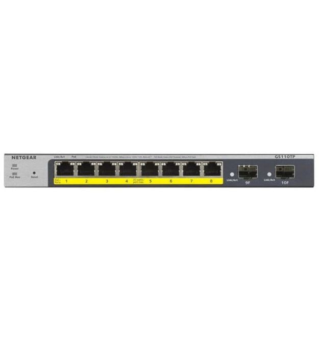 NETGEAR Комутатор GS110TPv3 8xGE PoE+ (55Вт), 2xSFP, керований