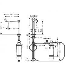 Hansgrohe Змішувач для кухні Hansgrohe Aqittura M91, довж.виливу - 285мм, поворотний, 1важіль, FilterSystem 240, чорний матовий