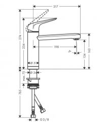 Hansgrohe Змішувач для кухні Focus M42, довж.виливу - 217мм, поворотний, 1важіль, KM120TiltFunction, хром