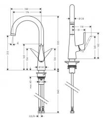 Hansgrohe Смеситель для кухни Talis S, дл.излива - 174мм, поворотный, 1 рычаг, KM220, хром