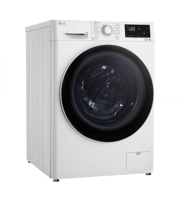 Стиральная машина LG фронтальная, 9кг, 1400, A+++, 57см, дисплей, пар, инвертор, белый