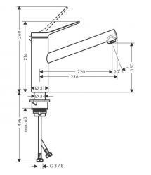 Hansgrohe Смеситель для кухни Zesis M33, дл.излива - 220мм, поворотный, 1 рычаг, KM150, хром