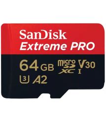 Карта пам'яті SanDisk microSD 64GB C10 UHS-I U3 R200/W90MB/s Extreme Pro V30 + SD