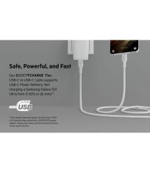 Кабель Belkin USB-С - USB-C силіконовий, з кліпсою, 2м, білий